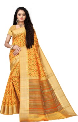 PRIYESHA TEXTILES Floral Print Bollywood Cotton Silk Saree(Multicolor)