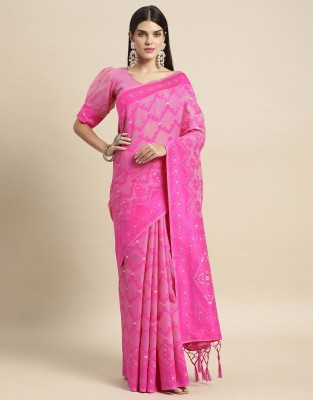 SIRIL Embellished, Woven, Self Design Daily Wear Cotton Blend Saree(Pink)