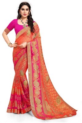 Divastri Printed Bollywood Brasso, Chiffon Saree(Orange)