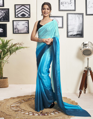 Divastri Printed Bollywood Georgette Saree(Blue, Light Blue)