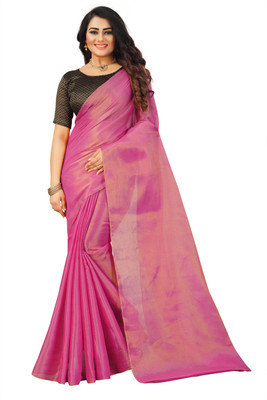 JS Clothing Mart Solid/Plain Banarasi Art Silk Saree(Pink)