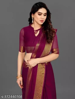 Vraggi Solid/Plain Bollywood Chiffon Saree(Purple)