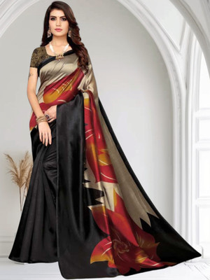 Grubstaker Printed Banarasi Tussar Silk Saree(Multicolor)