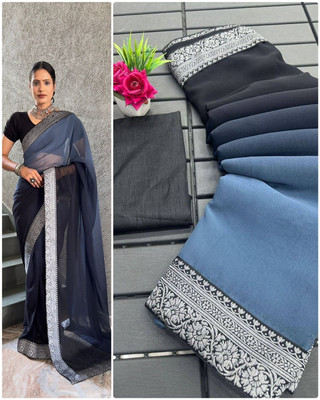 Julee Self Design Bollywood Georgette Saree(Grey)