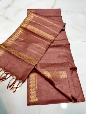 Zafren Handloom Woven Bhagalpuri Cotton Silk Saree(Red)