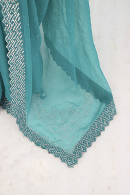 Jennyfab Embellished Bollywood Organza Saree(Light Blue)