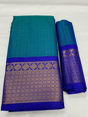 Hensi sarees shop Printed Daily Wear Cotton Silk, Crepe Saree(Light Blue)