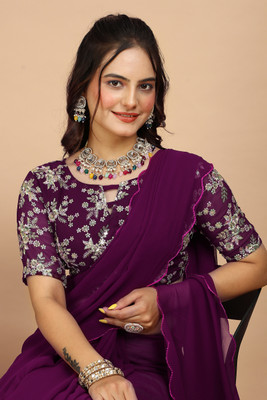 Laddu creation Embellished Bollywood Georgette, Silk Blend Saree(Multicolor)
