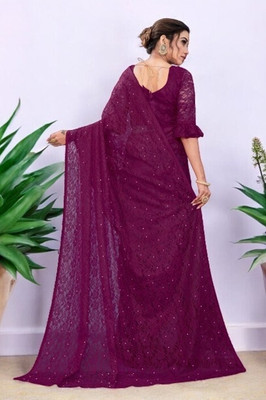 Fashion Nexa Self Design Bollywood Net Saree(Purple)