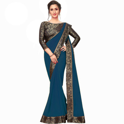 Flip The Style Printed Bollywood Georgette Saree(Blue)