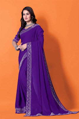 RadhikaFashion Embellished Bollywood Georgette Saree(Purple)