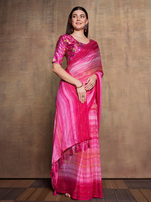 Divastri Embellished Bollywood Polyester Saree(Pink)