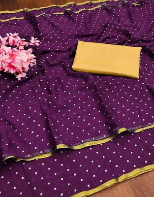 TOXEGO Polka Print Daily Wear Chiffon Saree(Purple)