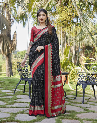 YASHIKA Printed Kanjivaram Silk Blend Saree(Black)