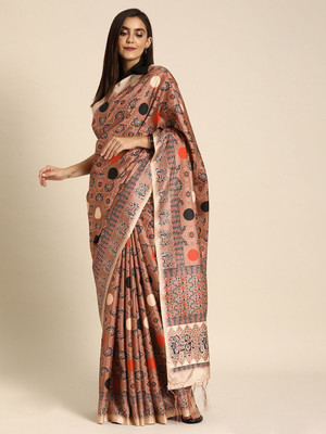 ANOUK Printed Chanderi Silk Blend Saree(Red)