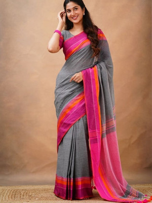 DURGA SAREE MALL Self Design Handloom Pure Cotton Saree(Multicolor)