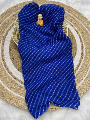 RegalDrapes Striped Daily Wear Georgette Saree(Dark Blue)