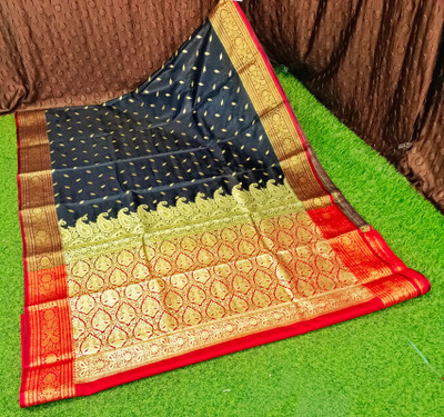 Spewim Woven Banarasi Art Silk Saree(Black)
