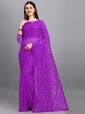 LOROFY Self Design Bollywood Net Saree(Multicolor)