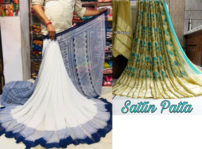Sitanjali Polka Print Daily Wear Georgette Saree(Pack of 2, White, Green)