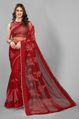 PATLANI STYLE Embroidered Bollywood Net Saree(Maroon)