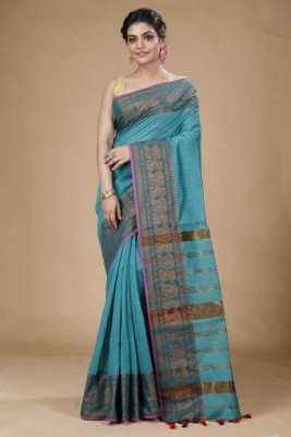 ACCHOL Woven Handloom Cotton Silk Saree(Light Blue)