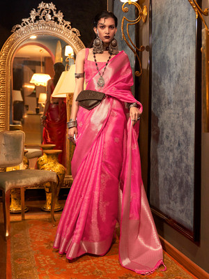KARAGIRI Self Design Bollywood Organza Saree(Pink)