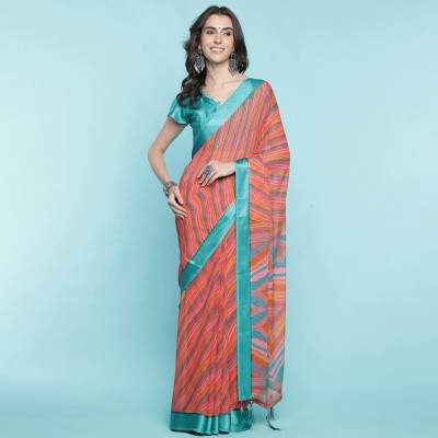 RekhaManiyar Printed Bollywood Silk Blend Saree(Brown)