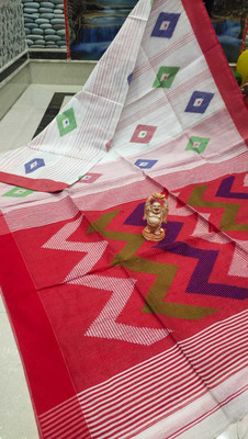DAMAYETREE SAHA SHAREE CANTER Self Design Handloom Cotton Blend Saree(Multicolor)