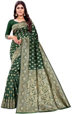 kalhari Woven Kanjivaram Silk Blend Saree(Black)