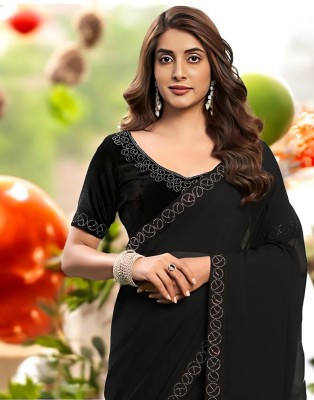 Avishafab Embellished Bollywood Georgette Saree(Black)