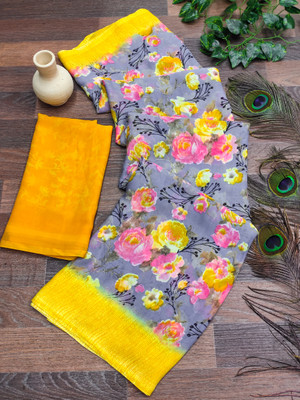 Anand Sarees Paisley Daily Wear Georgette Saree(Yellow, Grey)