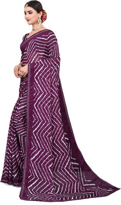 Adroit Management Embroidered Bollywood Net Saree(Purple)