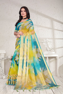 Aarunika LGF Digital Print Bollywood Art Silk Saree(Light Blue)