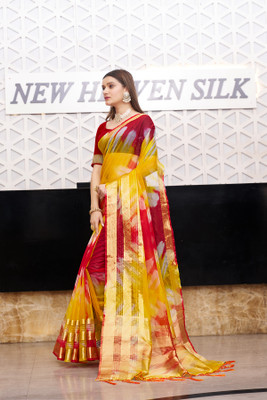 Aarunika SBT Self Design Bollywood Art Silk Saree(Red, Yellow)