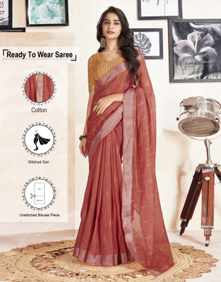 Satrani Solid/Plain Jamdani Pure Cotton Saree(Red)