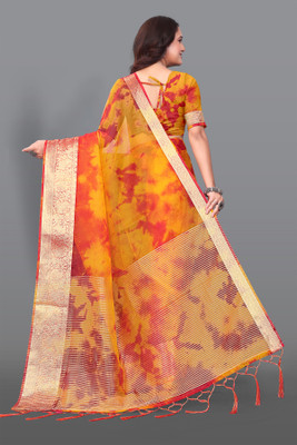 Aarunika MT Tie-Dye Bollywood Organza Saree(Mustard)
