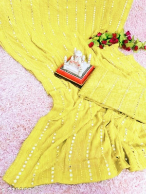 RK Creation Embellished Bollywood Georgette Saree(Yellow)