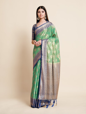 MIMOSA Woven Kanjivaram Art Silk Saree(Green)