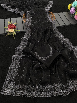 VarniRaaj Fashion Embellished Bollywood Jimmy choo Saree(Black)