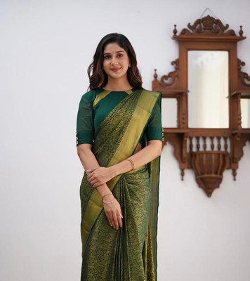 GATISHVAM TEXTILE Printed Banarasi Art Silk Saree(Purple)