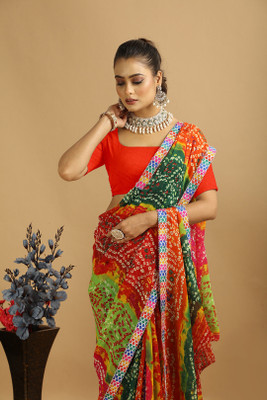 MAHARAJ SAREES Solid/Plain Bollywood Georgette Saree(Multicolor)