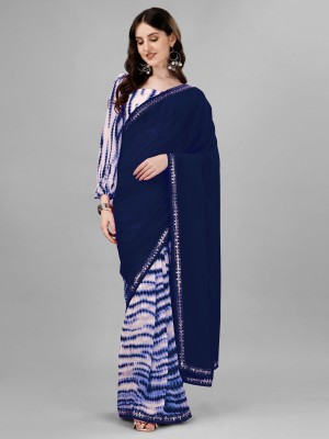 LIMTD Woven Bollywood Georgette, Chiffon Saree(Blue)