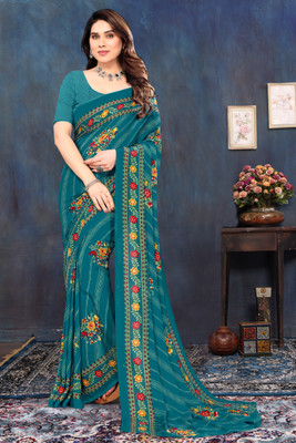 SHUBHSWAR Printed Daily Wear Georgette Saree(Light Green)