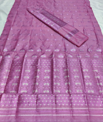 Skiran's Woven Mekhela Chador Cotton Blend Saree(Pink)