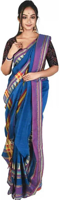AjoyDas Self Design Handloom Pure Cotton Saree(Multicolor)