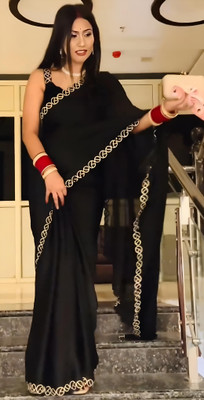 MGCollectionONE Embellished Bollywood Georgette Saree(Black)