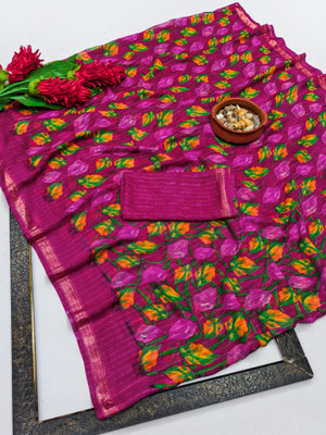 kashvi sarees Embellished, Floral Print, Self Design Bollywood Georgette Saree(Pink)