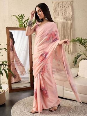 WELE DERBIES Printed Bollywood Georgette Saree(Pink)