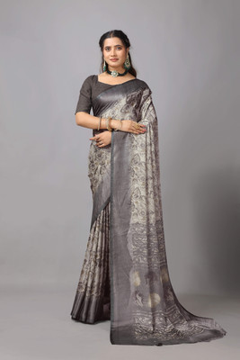 Virendra Textiles Printed Bollywood Chiffon Saree(Grey)